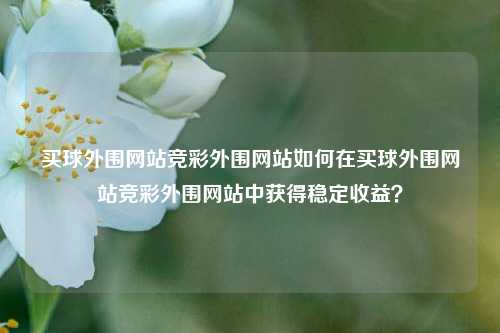 买球外围网站竞彩外围网站如何在买球外围网站竞彩外围网站中获得稳定收益？