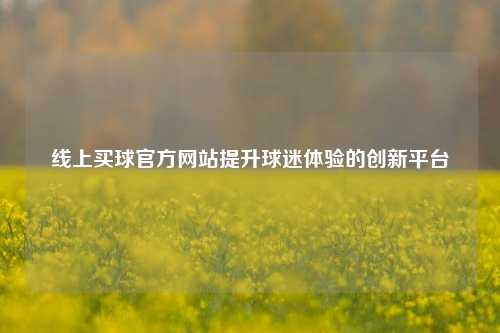线上买球官方网站提升球迷体验的创新平台