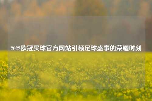 2022欧冠买球官方网站引领足球盛事的荣耀时刻