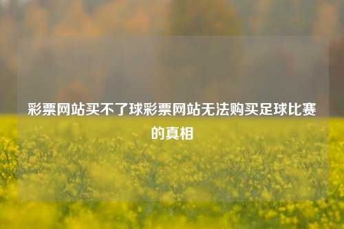 彩票网站买不了球彩票网站无法购买足球比赛的真相